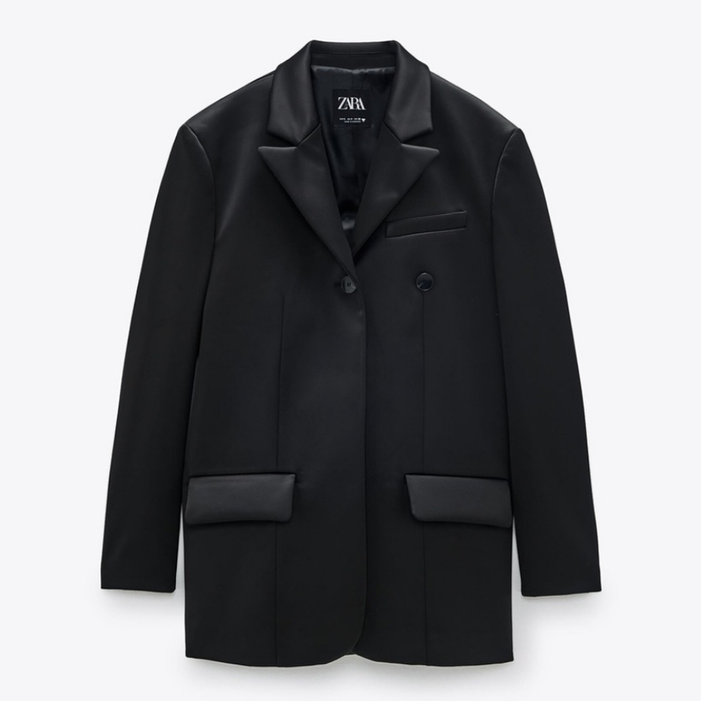 Zara Satin Blazer Black Size XS - Picture 11 of 16